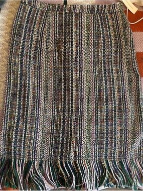 Anthropologie Multicolor Tweed Fringe Pencil Skirt